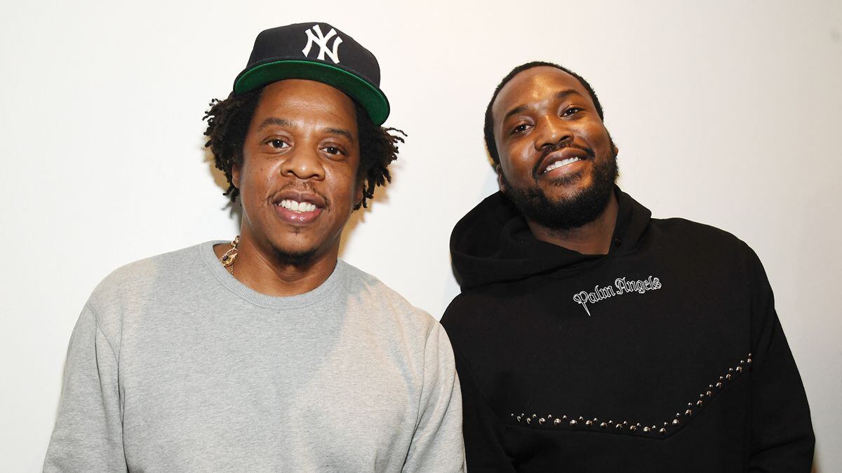 Shawn "Jay-Z" Carter (left) and Meek Mill attend the launch of The Reform Alliance at John Jay College on Jan. 23, 2019, in New York City.
