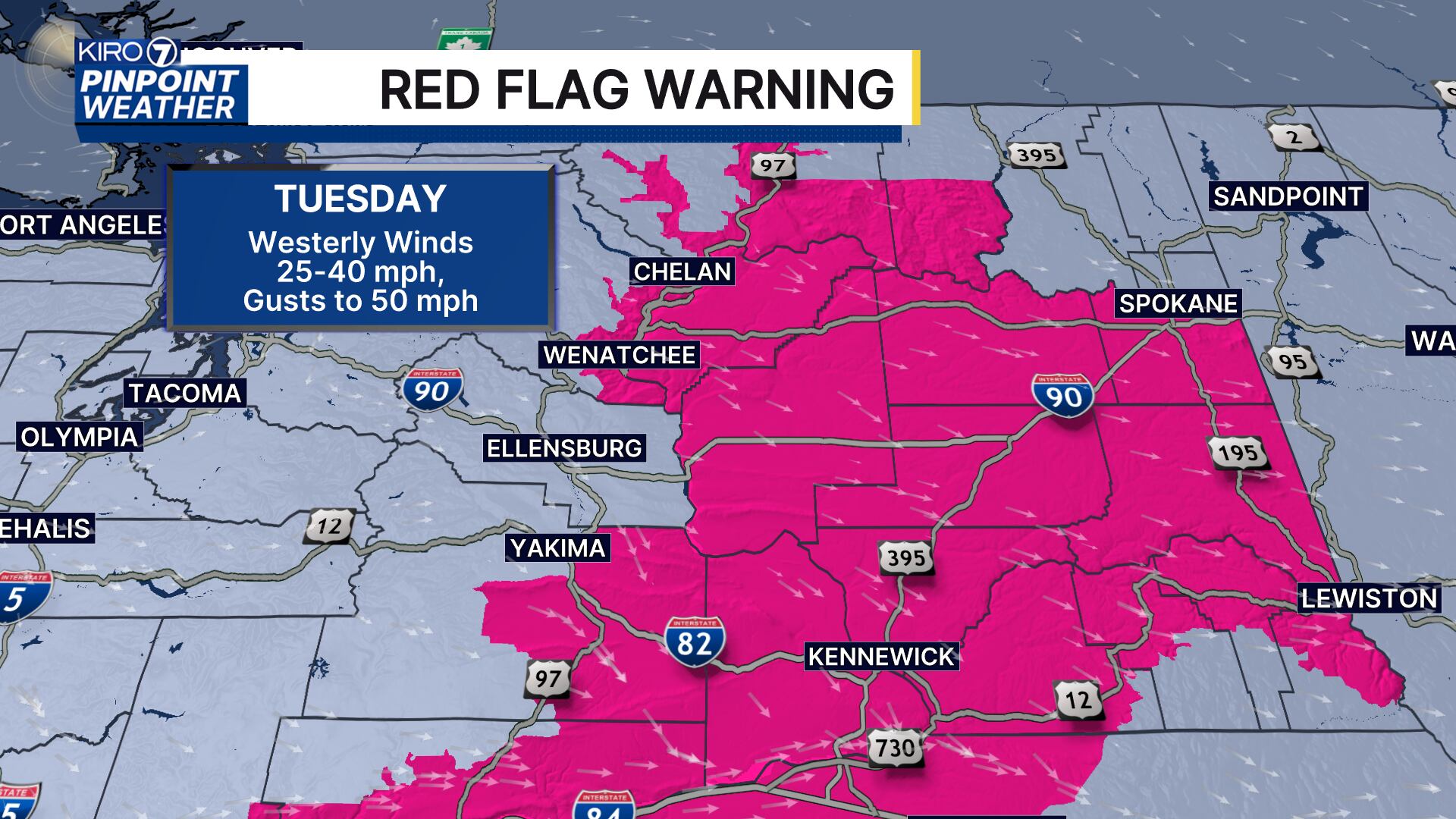 Washington wildfire season underway with first “critical” fire weather day  Tuesday east of Cascades – KIRO 7 News Seattle