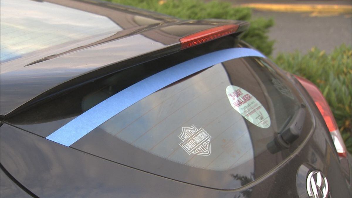 Community shows support for police by striping their cars with blue tape